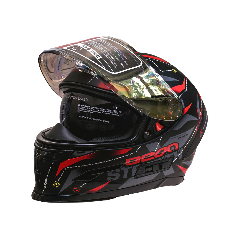 Мотошлем интеграл Beon ХL Tech Matt Black-Red (298716)