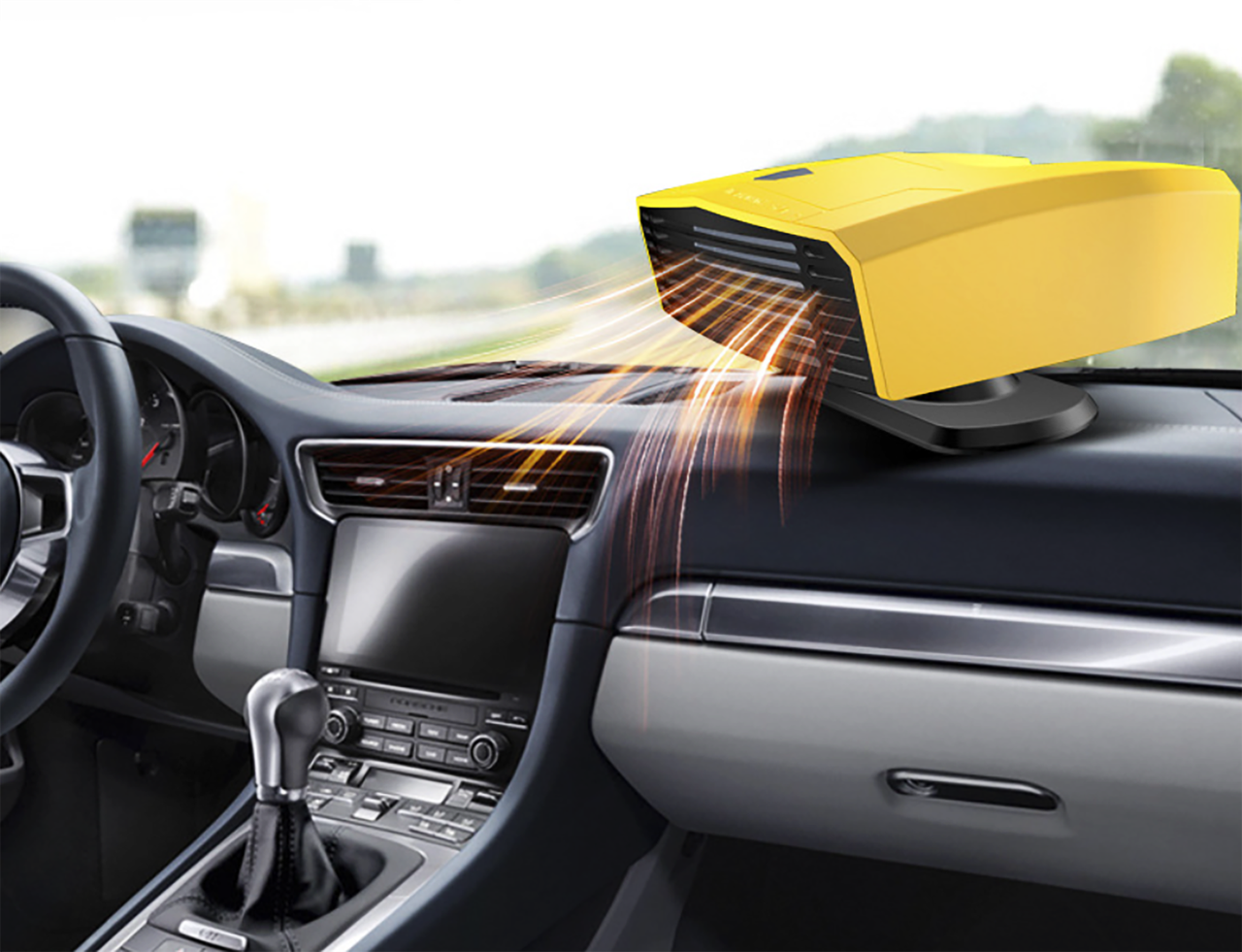 Портативный автомобильный обогреватель для лобового стекла SUNROZ W8265 FL-001 2 в 1 12V Желтый