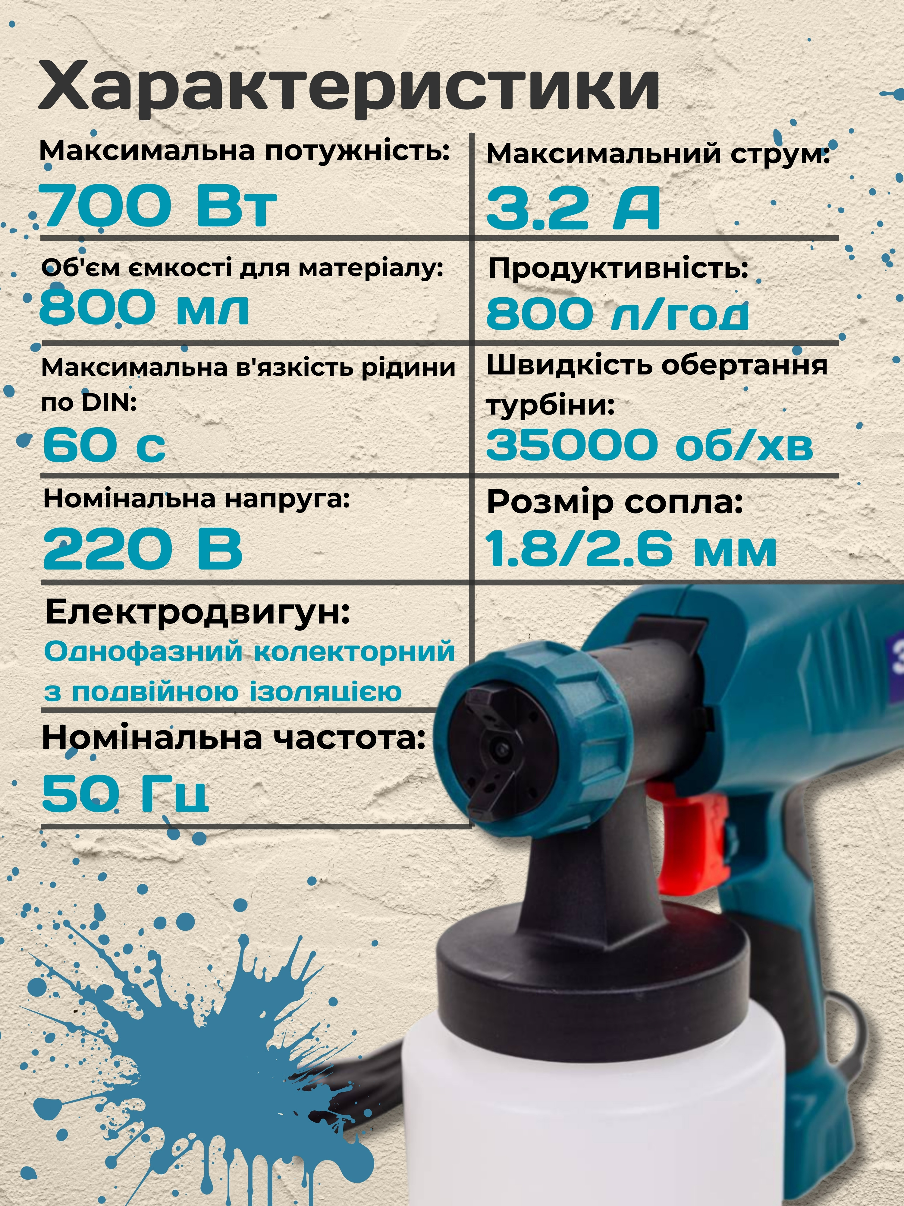 Краскопульт электрический Зенит ЗКП-700 Профи 800 мл