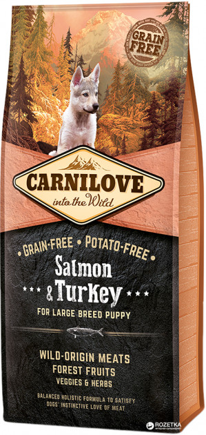 Сухой корм для щенков крупных пород Carnilove Puppy Large Breed Salmon  Turkey 12 кг
