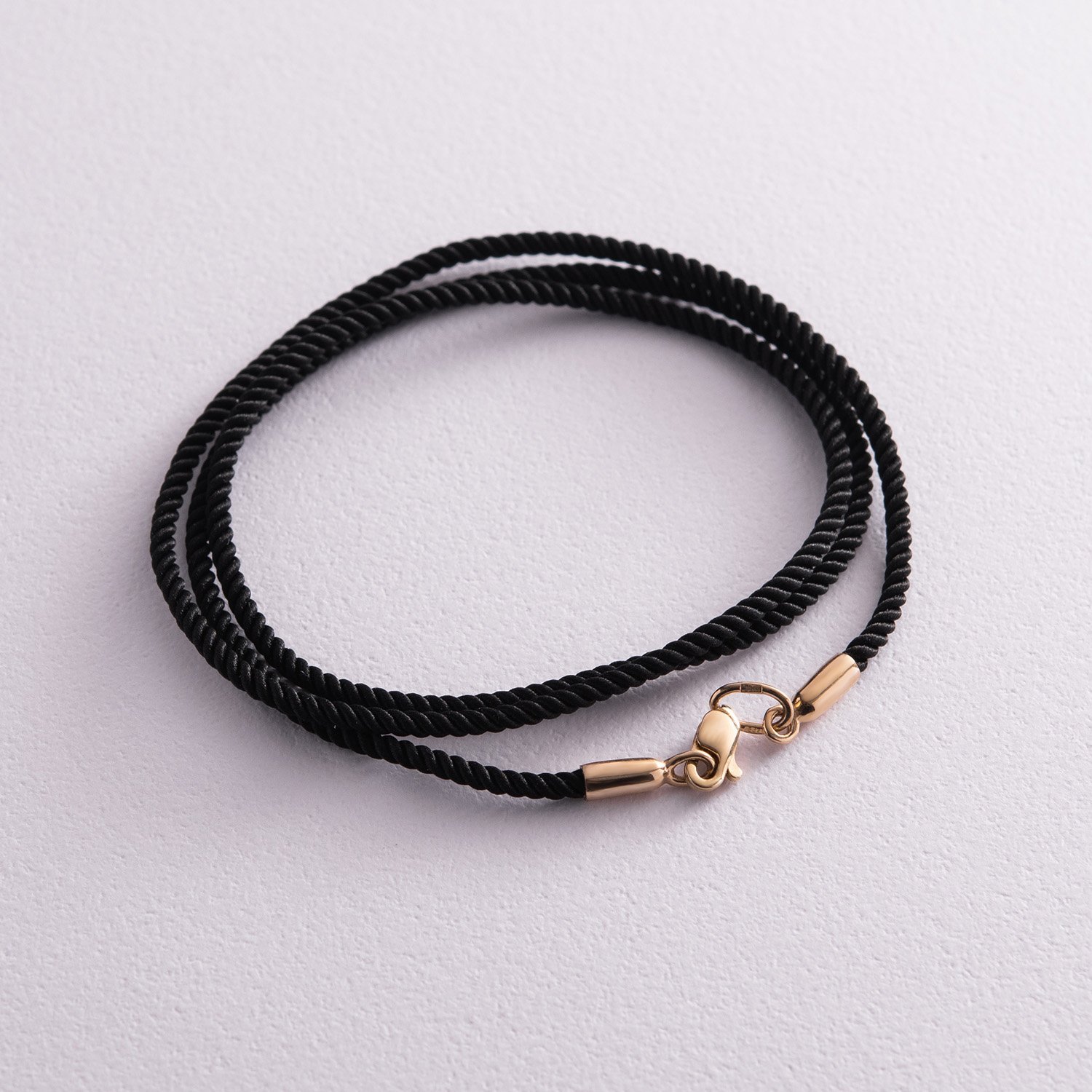 Шелковый шнурок с золотой застежкой (2 мм) кол02038 Оникс  40