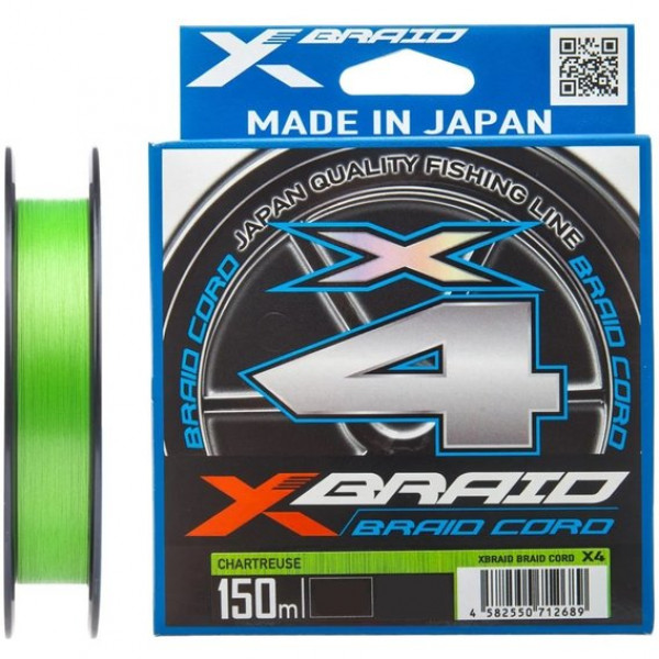 Шнур YGK X-Braid Braid Cord X4 150m #2.0/0.235mm 30lb/13.5kg (1013-5545.03.16)