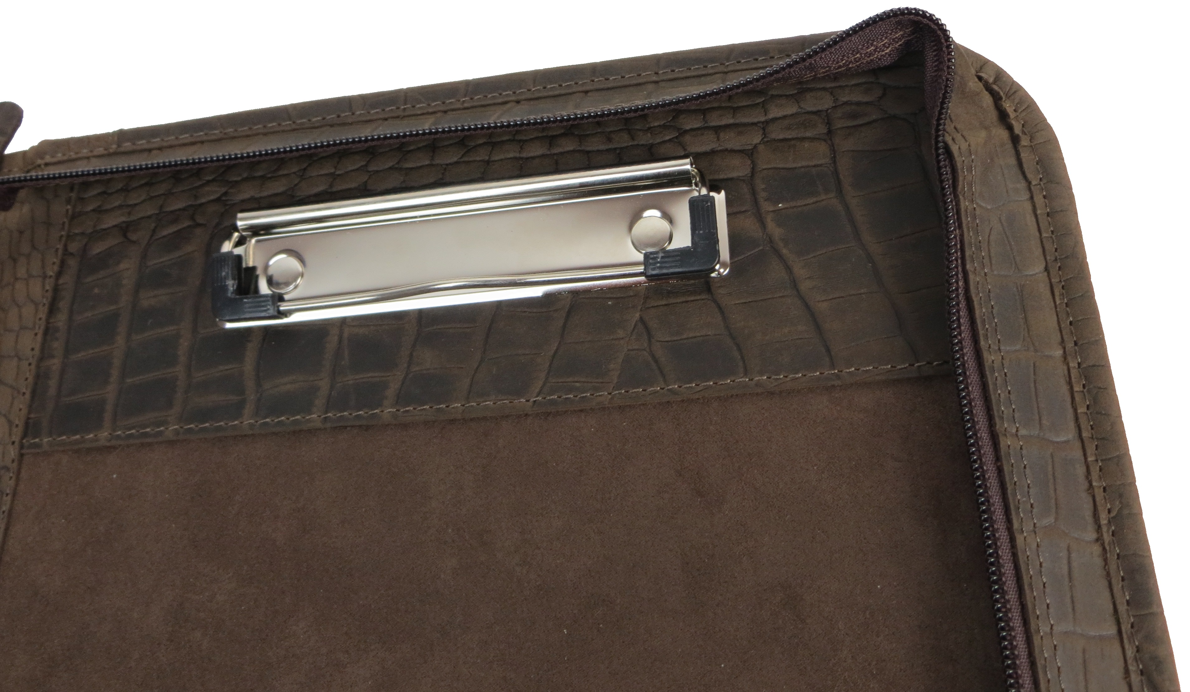 Деловая папка для документов из кожи под крокодила Portfolio Коричневый (Port1021 croco brown)