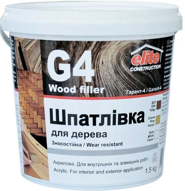 Шпаклівка по дереву високоміцна посилена Elite Construction Гарант-4 1.5 кг Сосна