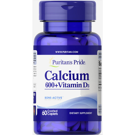 Микроэлемент Кальций Puritan's Pride Calcium Carbonate 600 mg + Vitamin D 60 Caps
