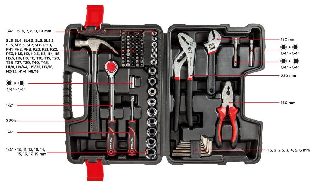 Набор инструментов универсальный в кейсе Top Tools 38D510 81 шт