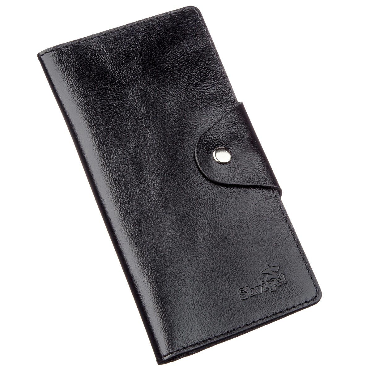 Бумажник мужской вертикальный из кожи алькор SHVIGEL 16177 Черный