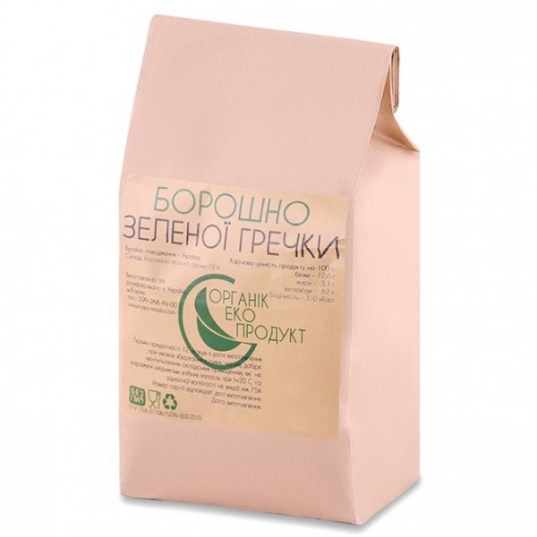 Борошно із зеленої гречки натуральне Органік Еко-Продукт 500 г