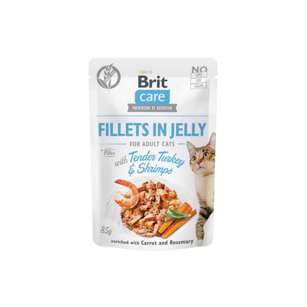 Влажный корм для кошек Brit Care Cat pouch 85 г (индейка с креветками в желе) (100535\0570)
