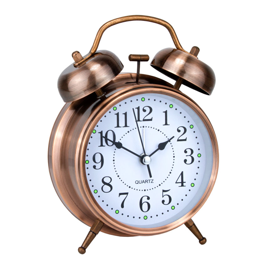Часы настольные Clock с будильником Моен Классик Тихий ход 16х11,5х5,5 см Медный (16282)