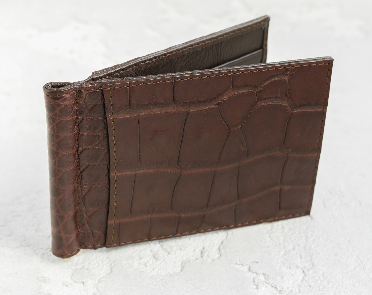 Зажим для денег из кожи крокодила Ekzotic Leather Коричневый (cc02_1)