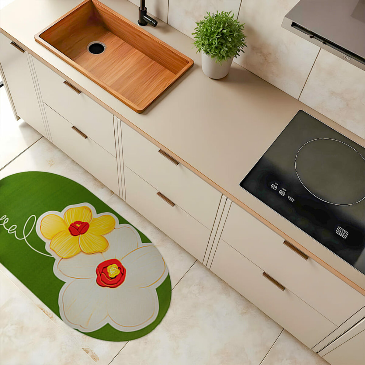 Влагопоглощающий коврик Sticker Wall 50х80 см Зелено-белый (SW-00002547)