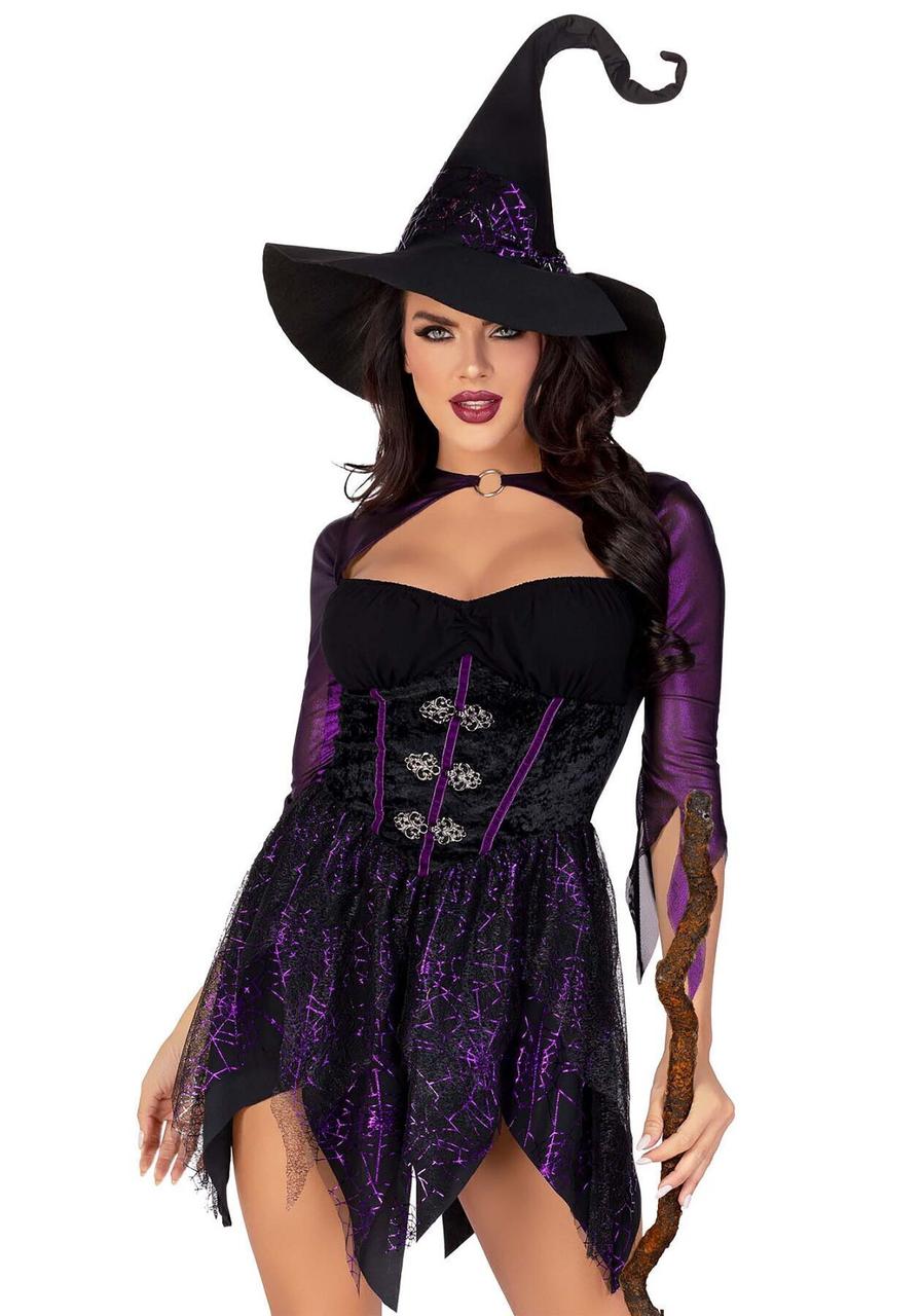 Костюм ведьмы Leg Avenue Mystical Witch XL платье и шляпа SO9335 Фиолетовый