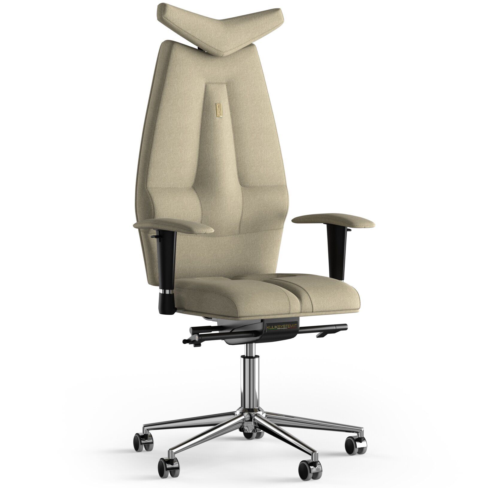 Кресло KULIK SYSTEM JET Ткань с подголовником без строчки Кремовый (3-901-BS-MC-0501)
