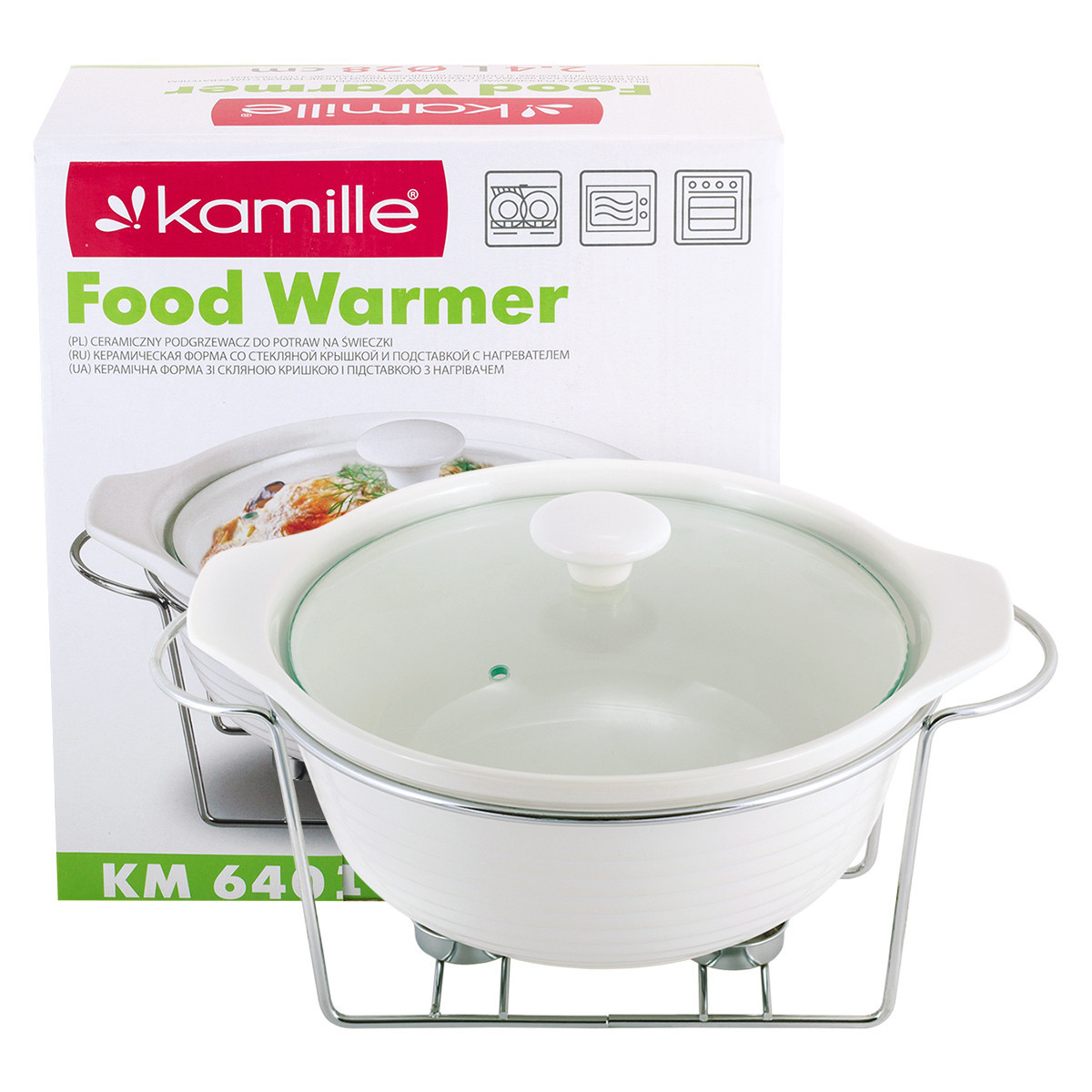 Мармит круглый керамический Kamille 2,4 л Белый