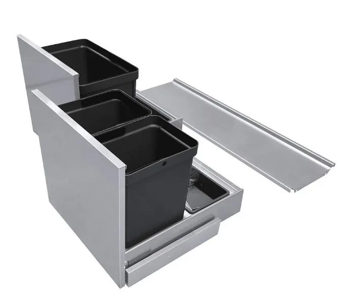 Выдвижные мусорные ведра с полкой Tecnoinox Base System 863х445х381,3 Серый (SYS#90F18V08)