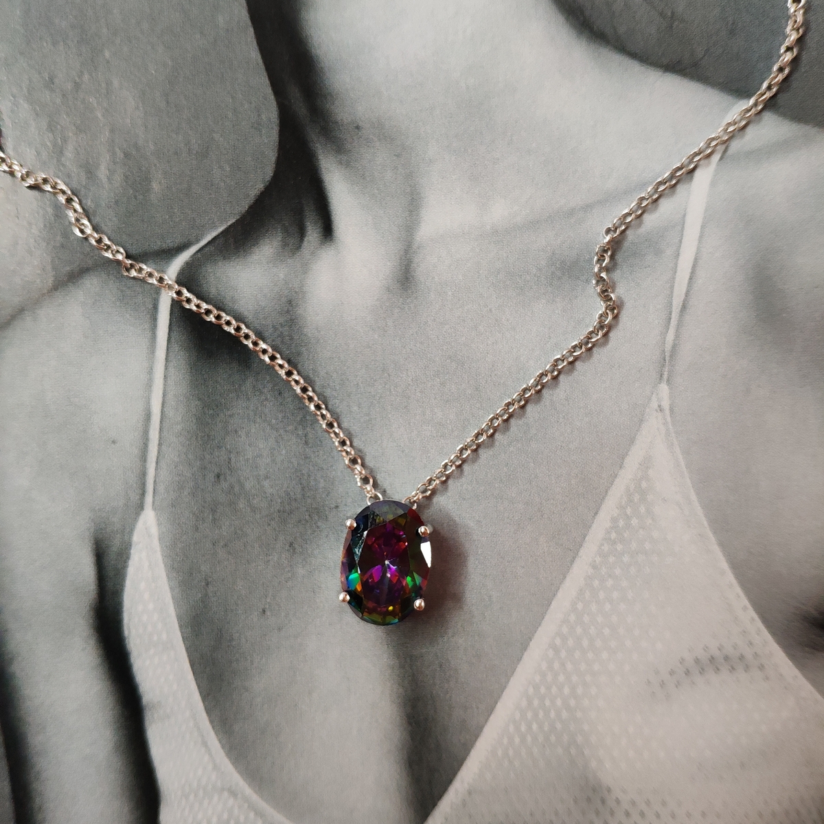 Серебряное колье SilverBreeze с мистик топазом 9.78ct (2126409) 500