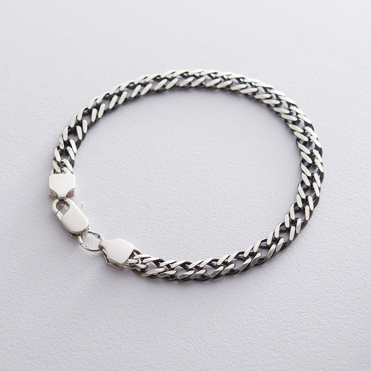 Чоловічий срібний браслет (Рембо 1.2 см) Чо203223 Онікс 19