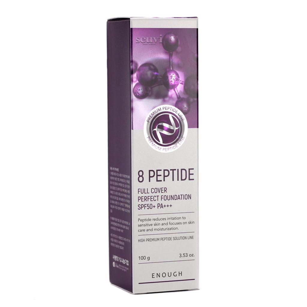 Тональный увлажняющий крем для кожи лица Enough 8 Peptide Full Cover Perfect Foundation Тон 21 100 мл (8809605870979)