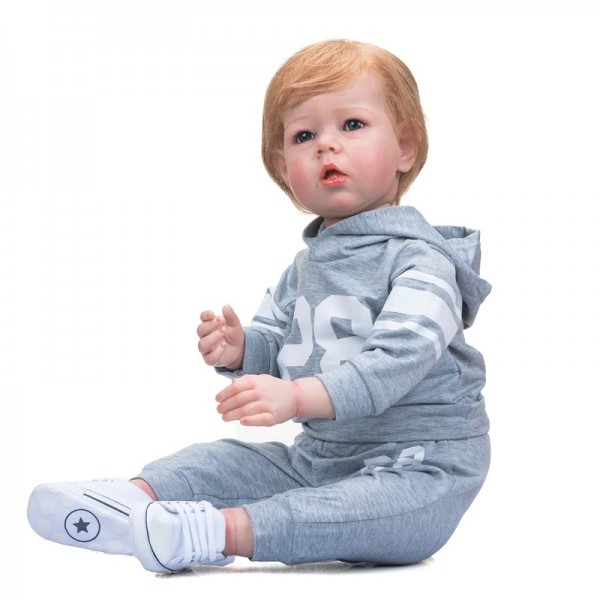 Силиконовая коллекционная кукла реборн большая Reborn Doll Мальчик Мирон Высота 75 см  (439)