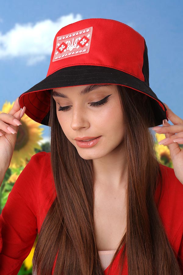 Панама «Вишиванка» Braxton красный + черный 56-60