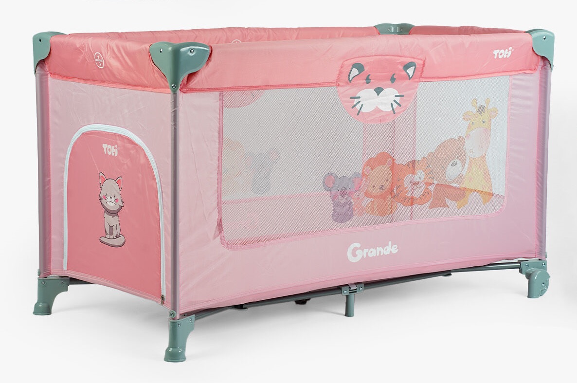 Кровать-манеж прямоугольный Toti 126 х 75 х 65 см Pink (152649)