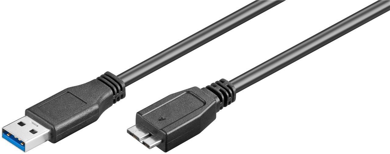 Кабель пристроїв Goobay USB3.0 A-microB M/M  3.0m 2xShielded D=5.0mm Certified Cu чорний (75.04.5027)