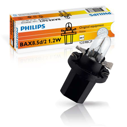 Автолампа ук. PHILIPS 12598CP 1,2W 12V BAX 8,5d/2 Black