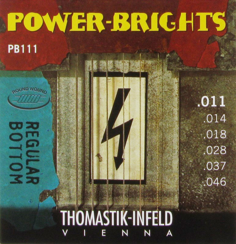 Струны для электрогитары Thomastik-Infeld PB111 Power-Brights Regular Bottom Medium Electric Guitar Strings 11/46