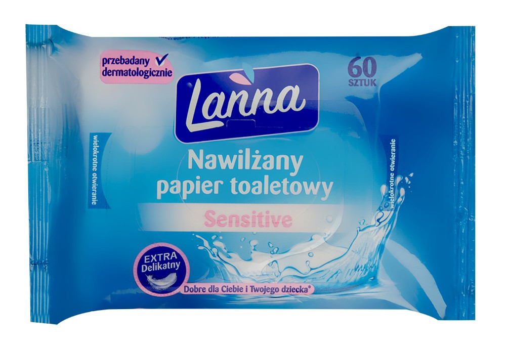 Вологий туалетний папір-серветки Lanna Sensitive 60 шт