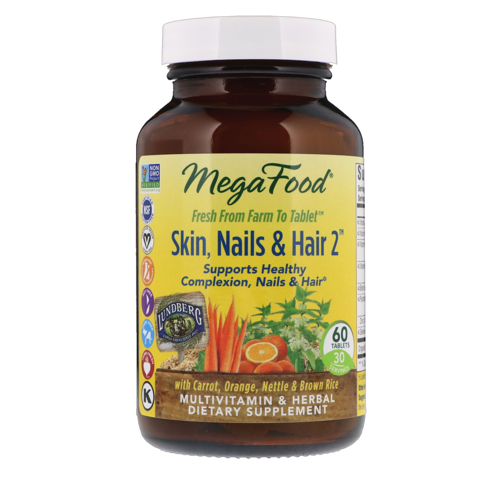Витамины для волос, кожи и ногтей, MegaFood, Skin, Nails & Hair 2, 60 таблеток (30779)