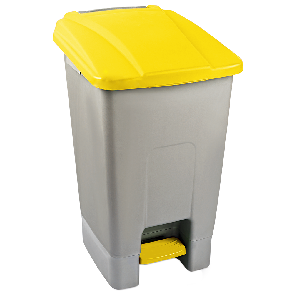 Бак для мусора с педалью Planet 70л серо-желтый