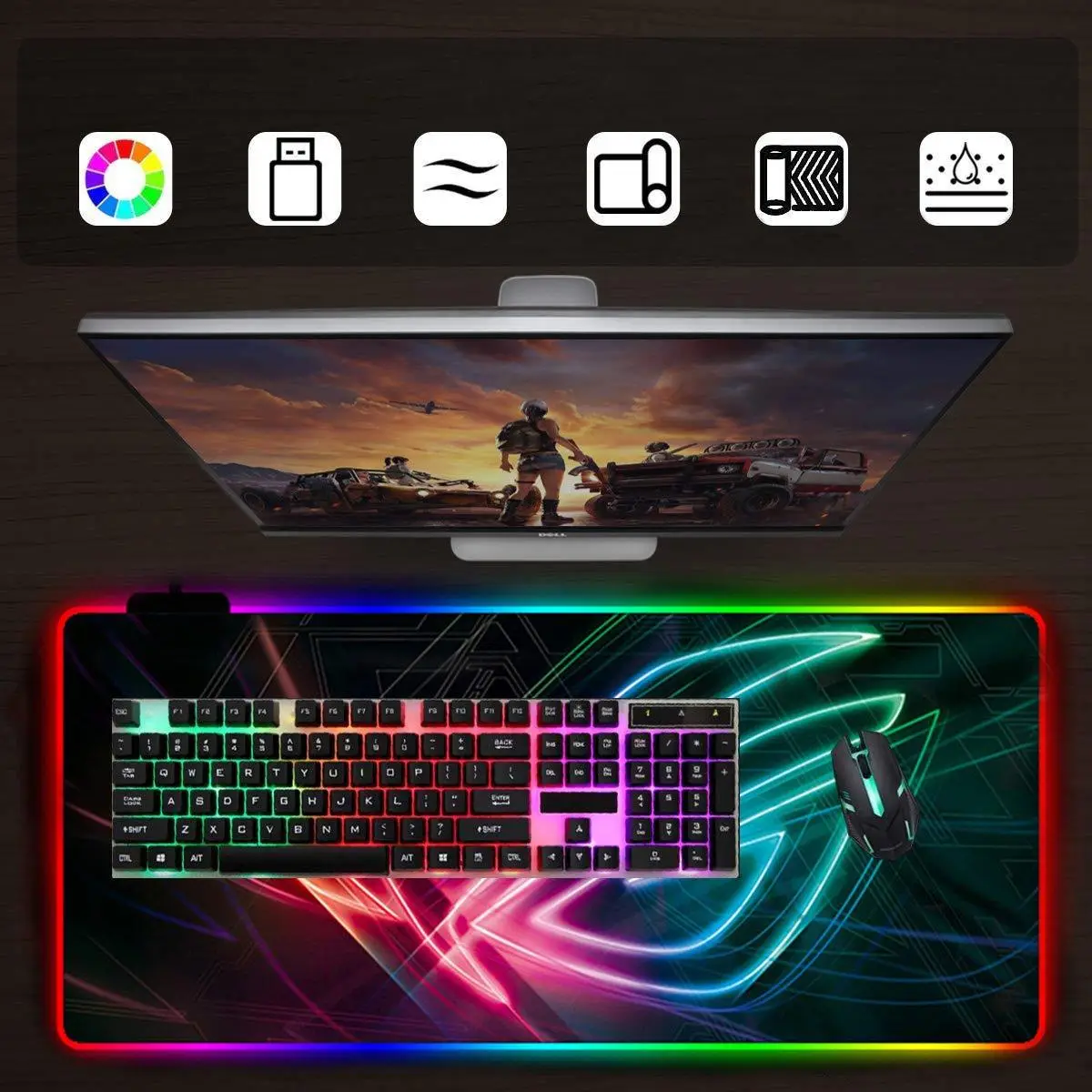 Геймерский коврик для мышки Sky с RGB-подсветкой на 360° ROG GM 800x300x4 ( В002 )
