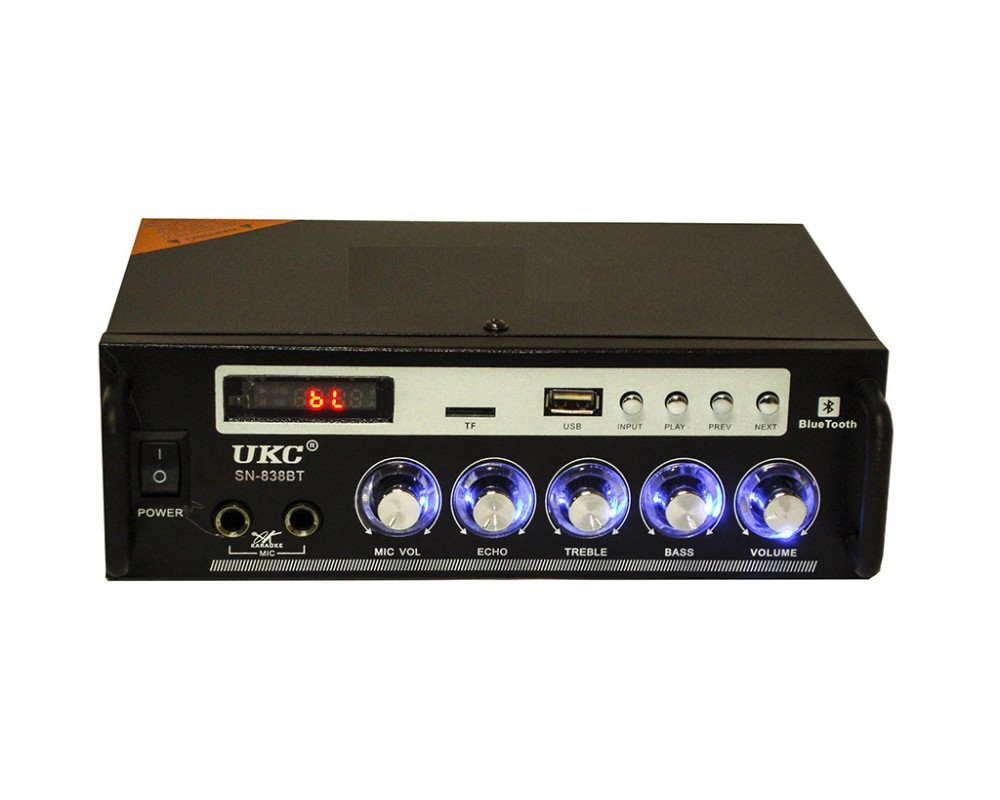 Підсилювач звуку Bluetooth караоке UKC SN-838BT Black (006637)