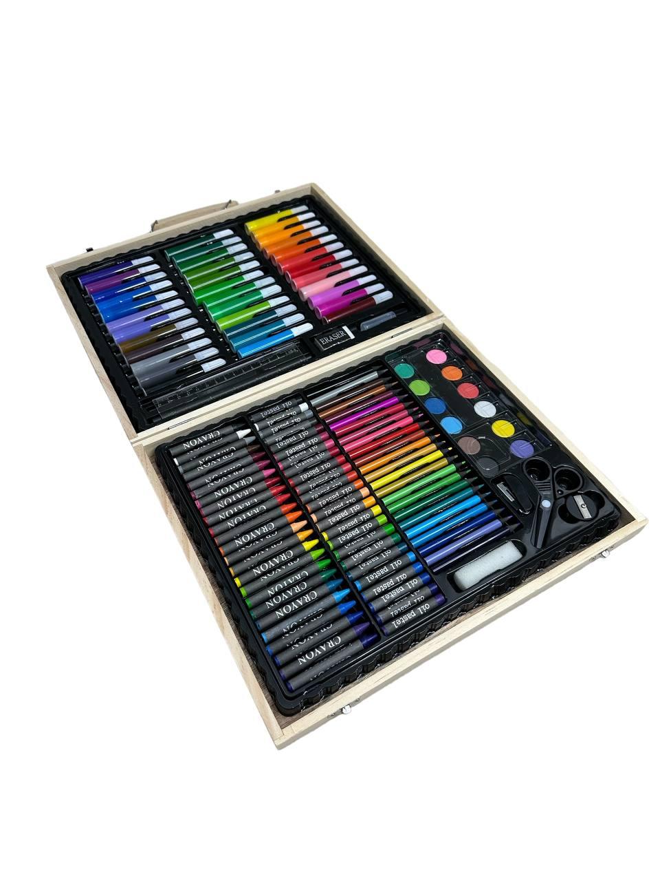 Карандаши и маркеры для рисования в деревянном чемоданчике 150 шт Art Set (2013960296)