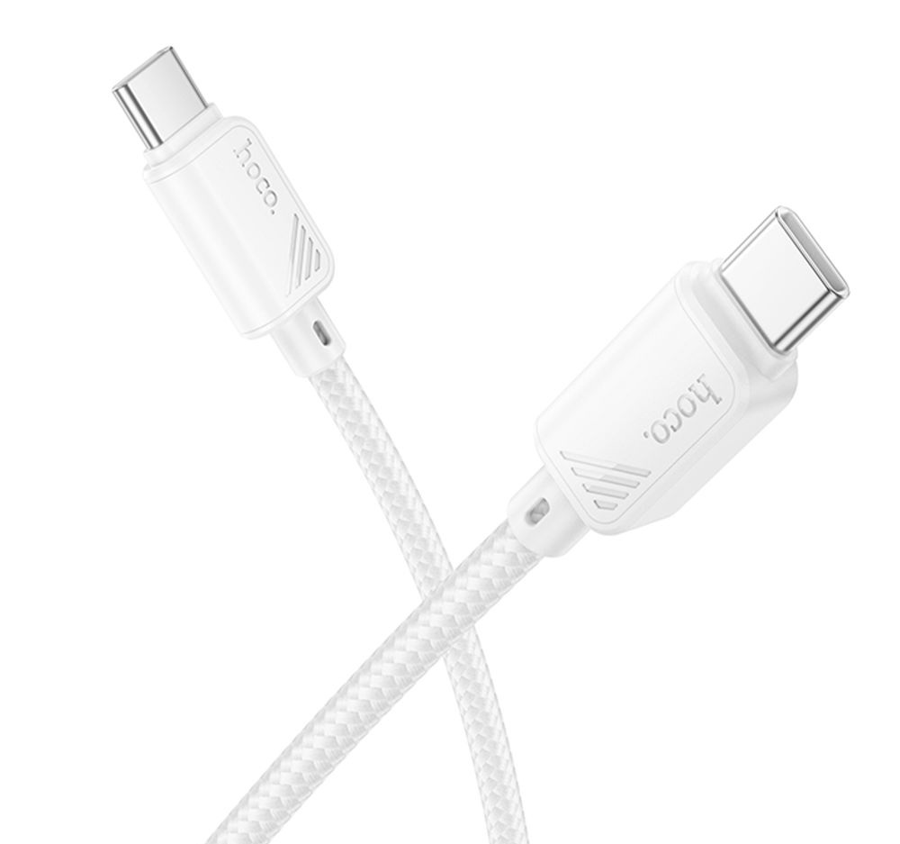 Кабель синхронизации Hoco X113 Nylon braided Type-C to Type-C 60W/3A 1 м White (36775_3609172)