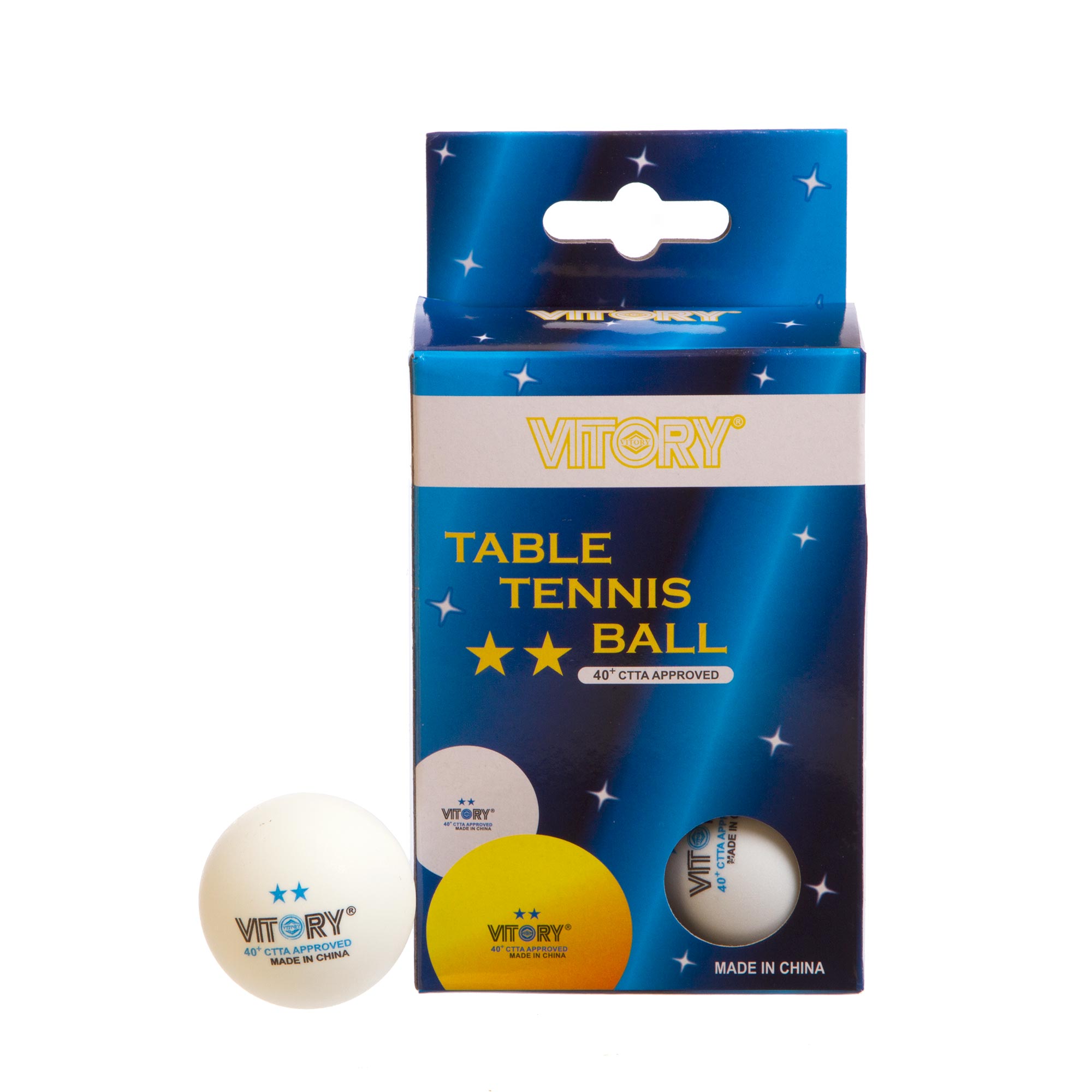 Набор мячей для настольного тенниса 6 штук VITORY MT-1892 2star (ABS, d-40мм) Белый (PT0589)