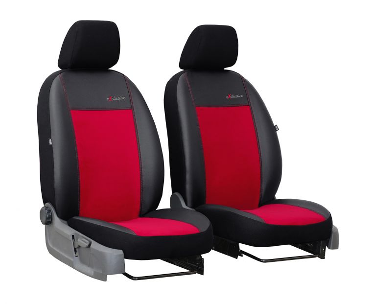 Универсальные авто чехлы на передние сиденья еко кожа с алькантарой Exclusive красные