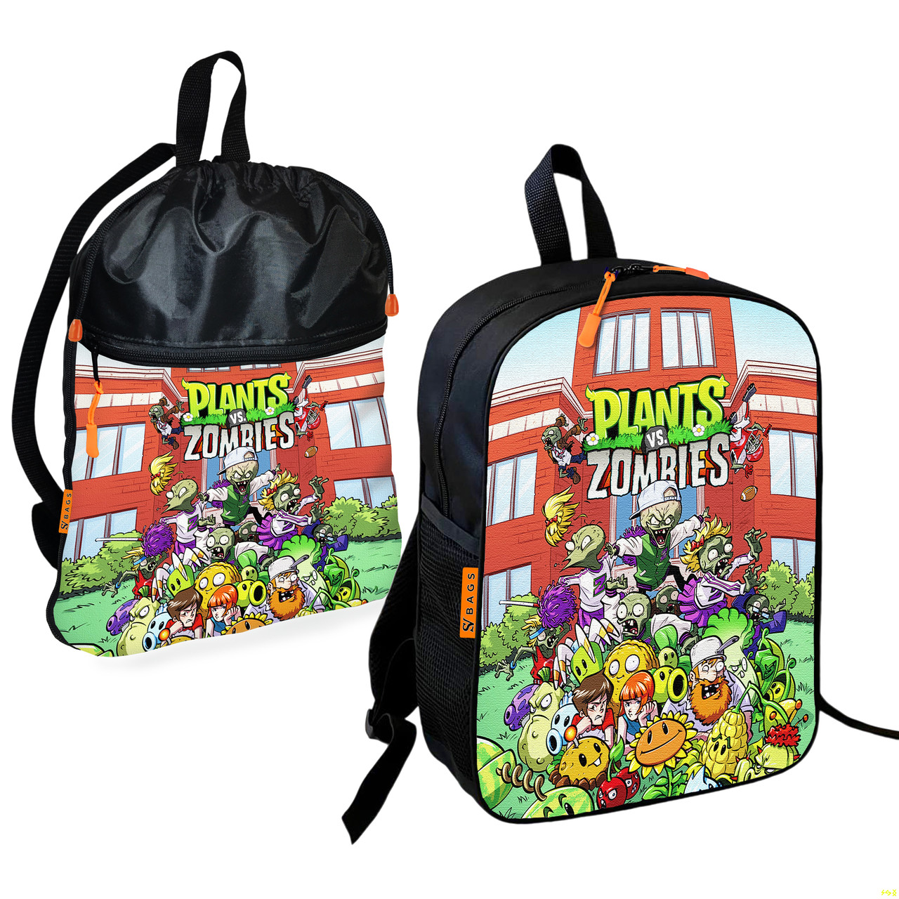 Дитячий шкільний рюкзак Plants vs Zombies з сумкою для взуття, 2 предмети