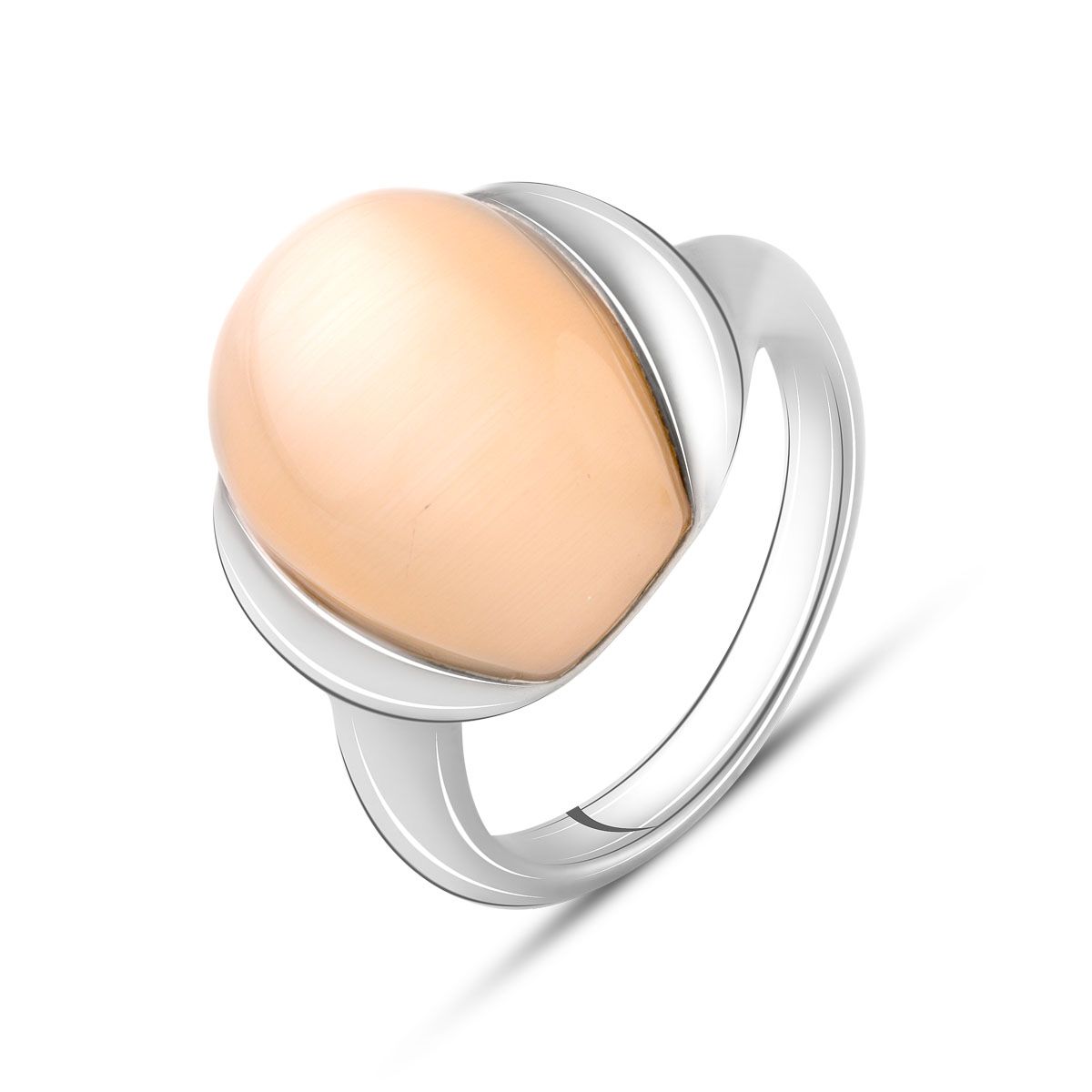 Серебряное кольцо SilverBreeze с кошачим глазом (2076704) 18 размер