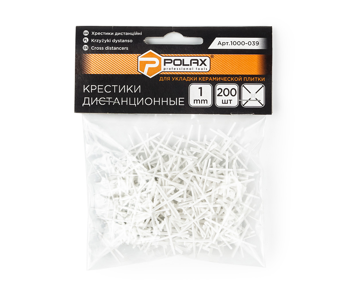 Хрестики для плитки Polax дистанційні 1 мм (кількість в упаковці 200 шт.) (1000-039)