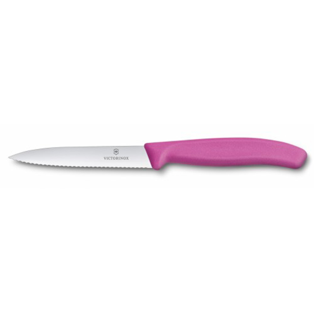 Кухонный нож Victorinox SwissClassic для нарезки 100 мм серрейтор Розовый (6.7736.L5)