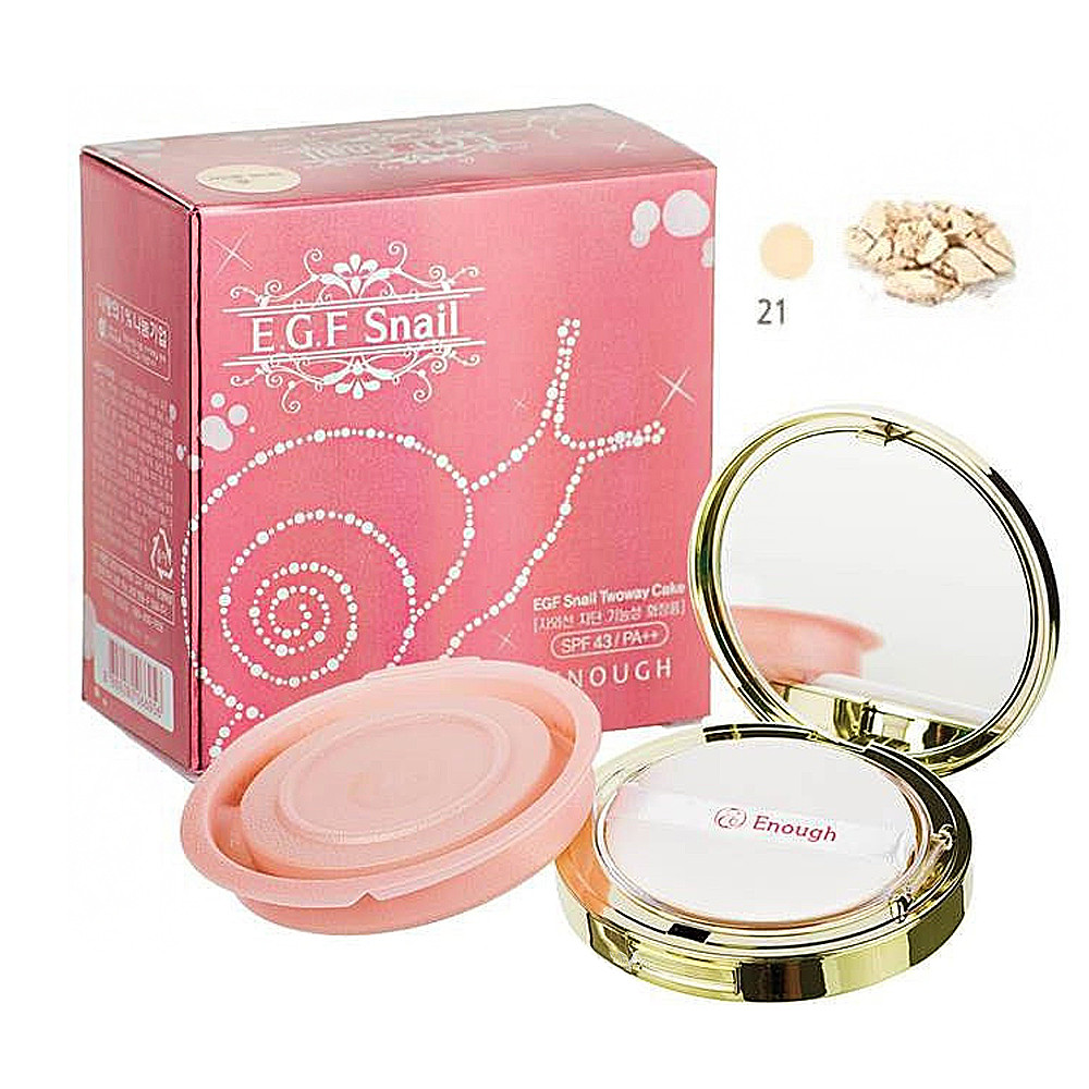 Омолаживающая пудра с муцином улитки Enough EGF Snail Two Way Cake SPF43 PA++ #21 + запасной блок 65 мл