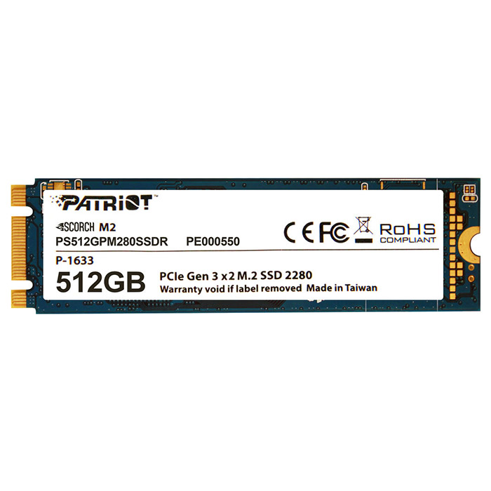 Накопичувач Patriot Scorch 512GB M.2 2280 PCIe Gen 3.0 x2 3D TLC (F00161221)