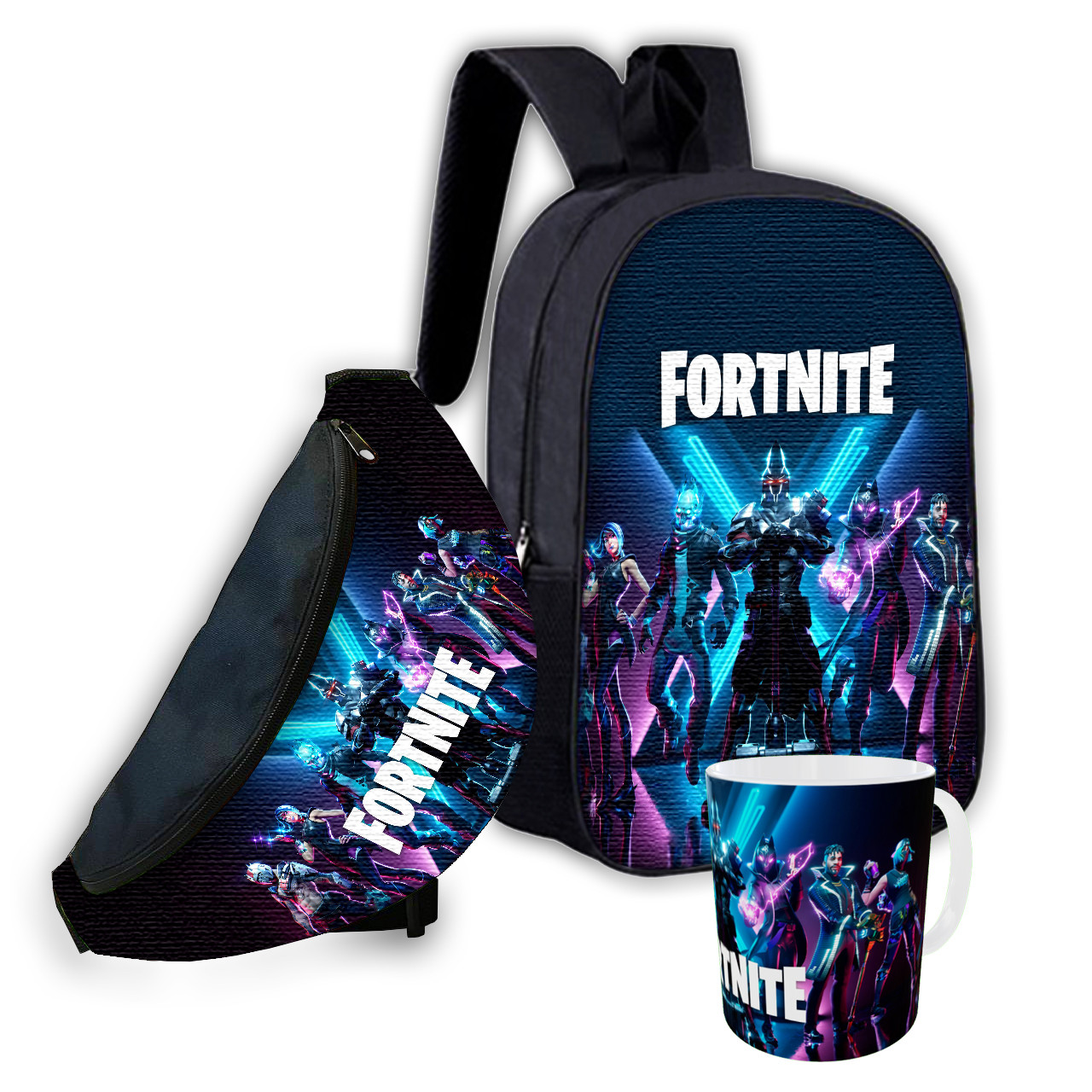 Набір дитячий Fortnite: рюкзак, бананка та кружка 330 мл, 3 предмети
