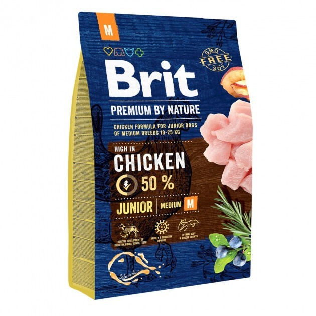 Brit (Чехия) Сухой корм Brit Premium Junior M 3 kg (для щенков и молодых собак средних пород)