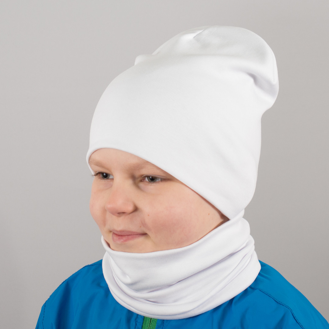 Детская шапка с хомутом КАНТА размер 52-56 белый (OC-573)