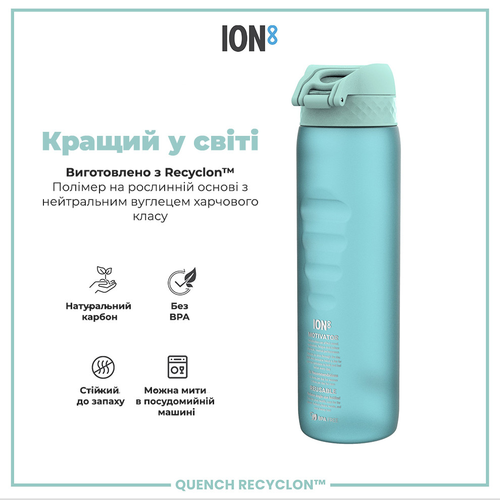 Пляшка для води ION8 BPA Free Times To Drink 1 л Sonic Blue (I8RF1000PBMOT2)