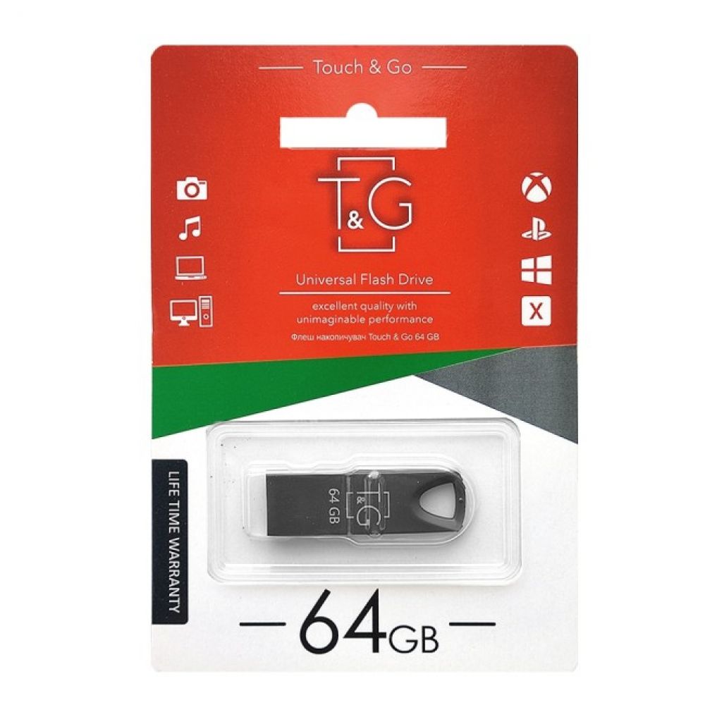 Флеш память T&G USB 2.0 64GB Metal 117 Black