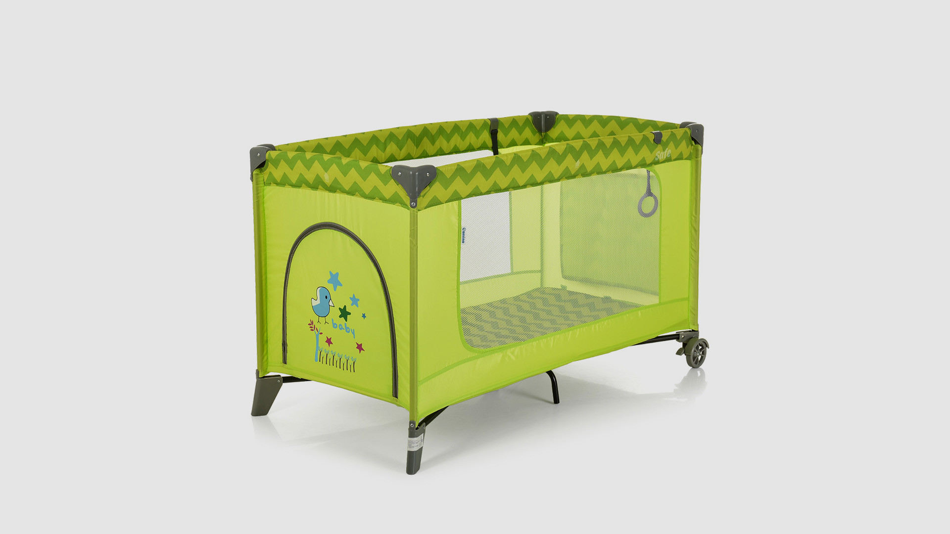 Дитячий манеж EL CAMINO ME 1016 SAFE GREEN ZIGZAG Зелений (KI0077)